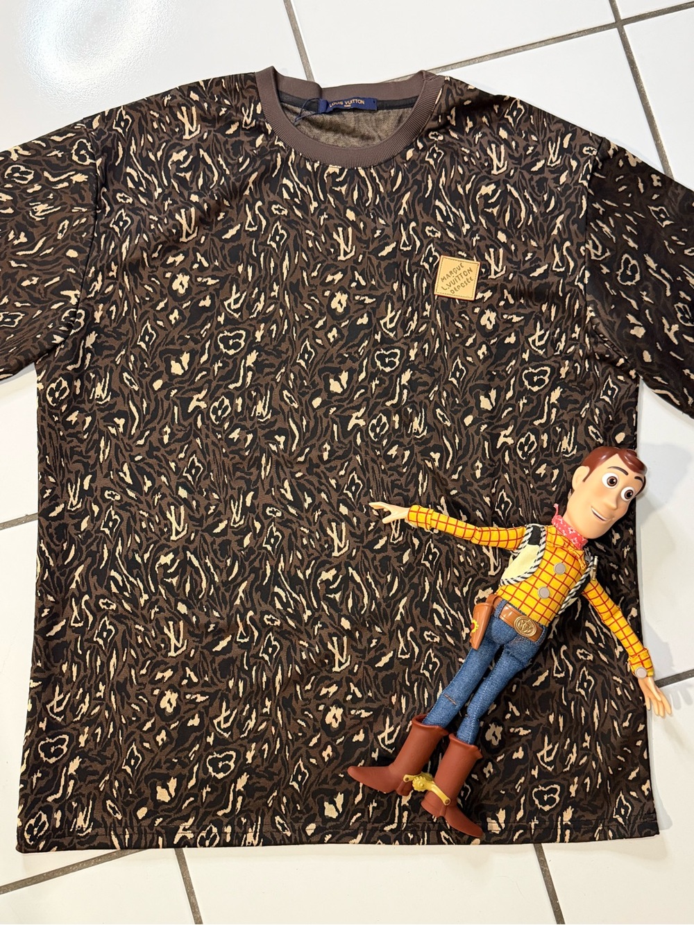T shirt men Brown Patterned Long-Sleeve Shirt